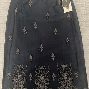 Etro Dark Blue Embroidered Midi Skirt